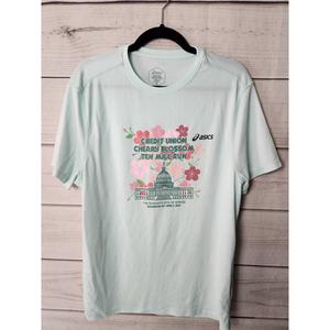 Cherry Blossom Ten Mile Run Womens Asics T-Shirt Multicolor‎ Short Sleeve Crew L